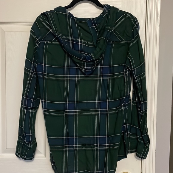 Garage button down flannel shirt with hood - Picture 2 of 3